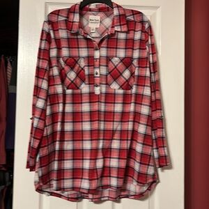 New York Laundry red plaid shirt with tabs to roll up sleeves size 2x